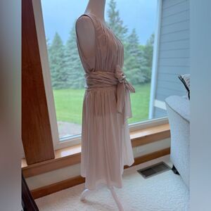 Adrianna Papell Champagne Size 12 Dress Bow Tie Waste Beach Wedding Event Summer